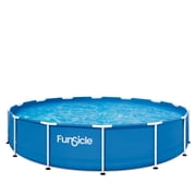 Funsicle 14ft Adventure Above Ground Metal Frame Swimming Pool, Includes FiltraBoost  800S Pump with AutoSkimmer, Round, Age 6 & up