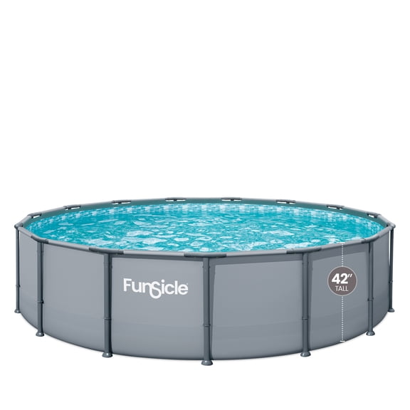 Funsicle 15ft Oasis Above Ground Metal Frame Swimming Pool, Includes FiltraBoost™ 1200S Pump with AutoSkimmer, Round, Age 6 & up