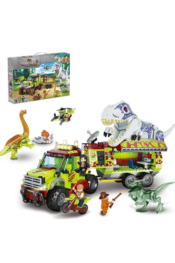 FUN-BLOX Jurassic Dinosaurs Building Blocks Toy Set, 539 Pieces, T-Rex Raptor Brachiosaurus