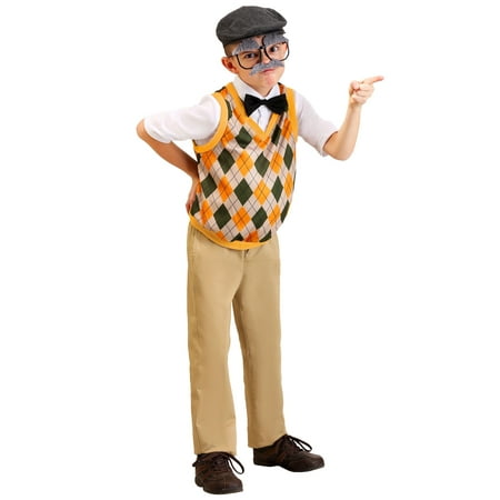 FUN Costumes Old Man Fancy-Dress Costume for Children with Fiber-Filled Belly, S