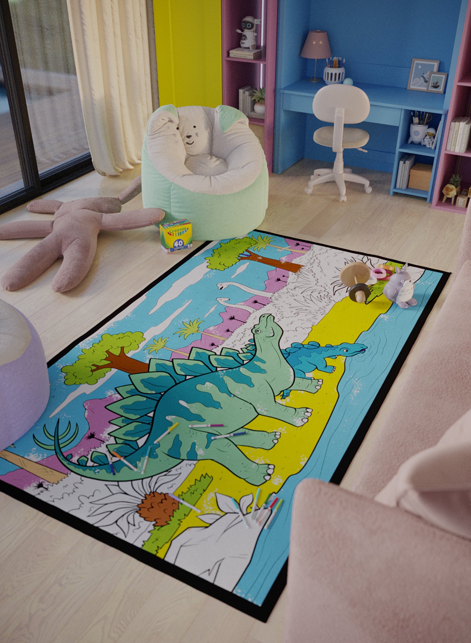 FUN Dinosaurs Shy Stegosaurus Coloring Mat, Kids Gift, Playroom, Arts ...