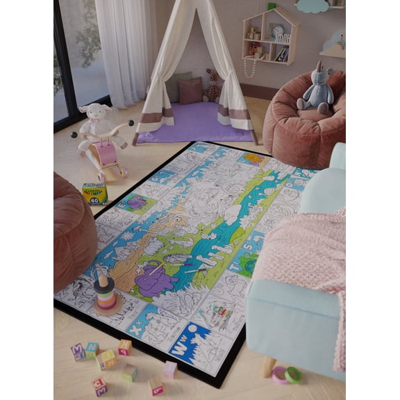 FUN Educational Alpha Zoo Coloring Mat, Kids Gift, Playroom, Arts and Crafts, Kids Toys, Interactive