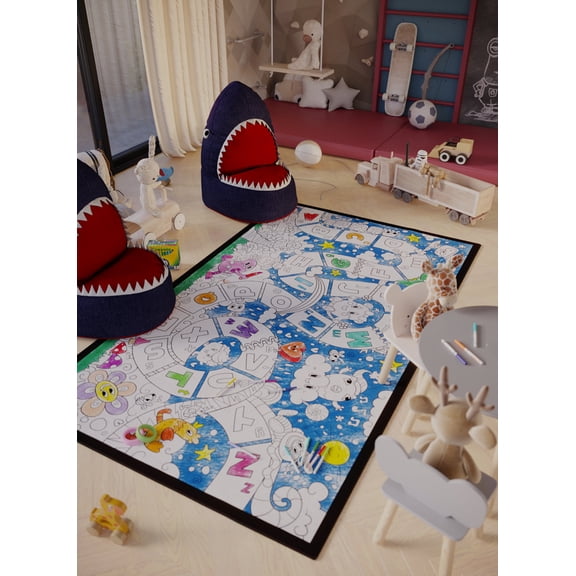 FUN Educational Imagination Nation Coloring Mat, Kids Gift, Playroom, Arts and Crafts, Kids Toys, Interactive