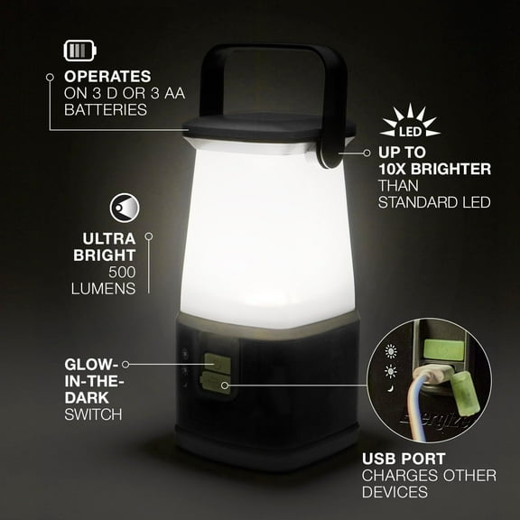 FUN-FUN-ENERGIZER LED Camping Lantern 360 PRO, IPX4 Water Resistant Tent Light, Ultra Bright Battery Powered Lanterns for Camping, Outdoors, Emergency Power Outage