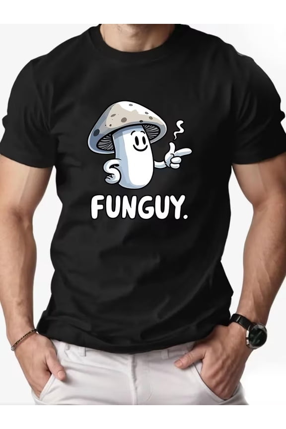 FUN GUY Mushroom Print T-Shirt