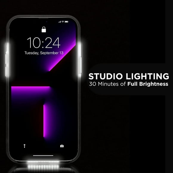 FUN-LuMee - Halo - Lighted Selfie Case for iPhone 13 Pro Max - Built-in Adjustable LED Lighting - 6.7 Inch - Gold Mirror