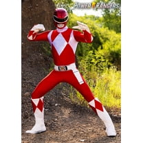 FUN Power Red Rangers Fancy-Dress Costume with Helmet and Accessories for Adults, Unisex, Size M