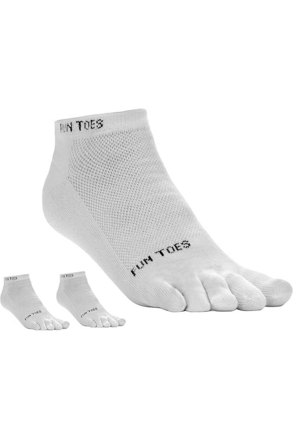3 Pairs Men's Cotton Toe Socks - Barefoot Running, Breathable Mesh Top, Shoe Size 6-10