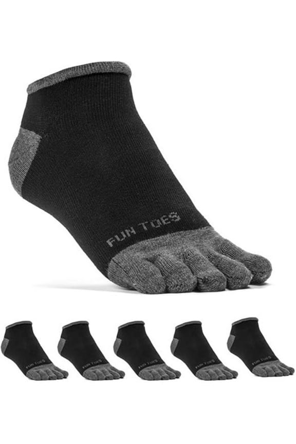 Men Toe Socks Barefoot Running Socks Size 6-12 Value Pack of 5 Pairs Black
