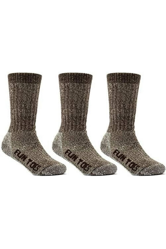 Men's 70% Merino Wool Crew Socks 4 Pairs - Cushioned, Midweight Hiking