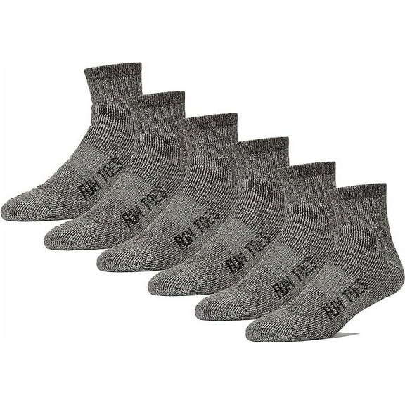 FUN TOES Men's 80% Wool Ankle Socks - 6 Pairs with Arch Support & Cushioned Bottom for Winter Hiking