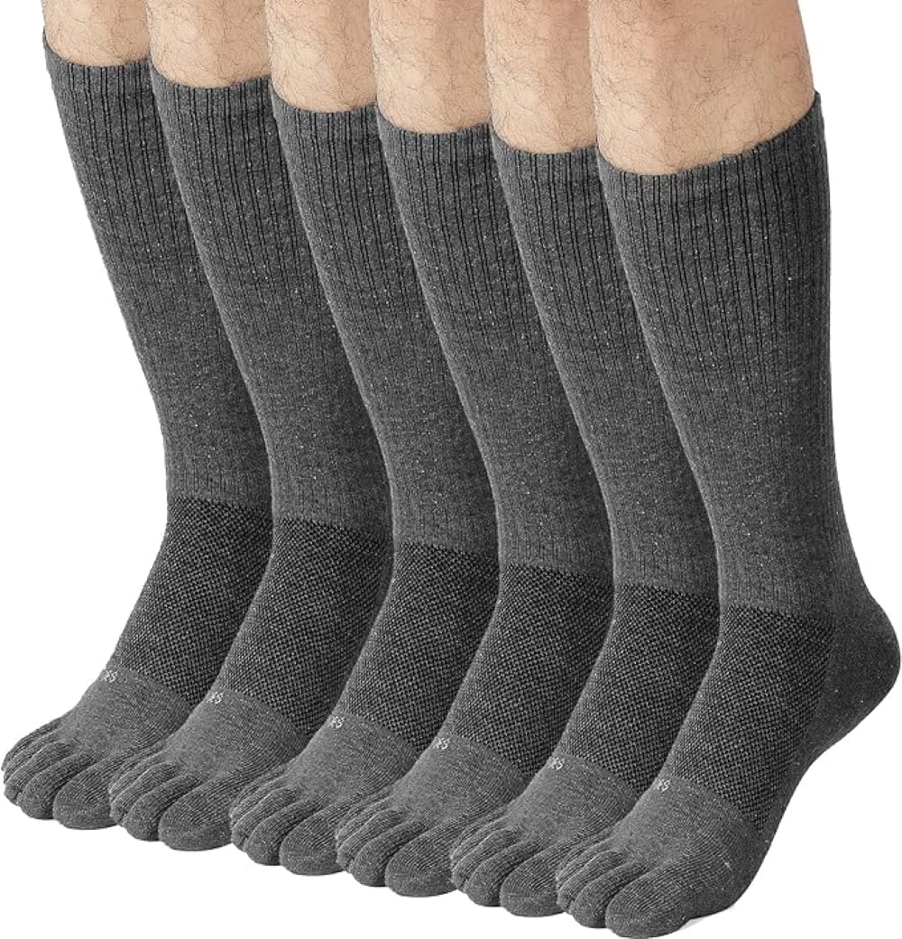 Fun Toes FUN TOES Men's Crew Toe Socks - Athletic Running, Breathable Mesh ...