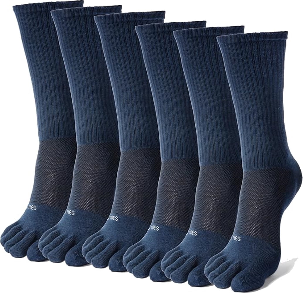 Fun Toes FUN TOES Men's Crew Toe Socks - Athletic Running, Breathable Mesh ...