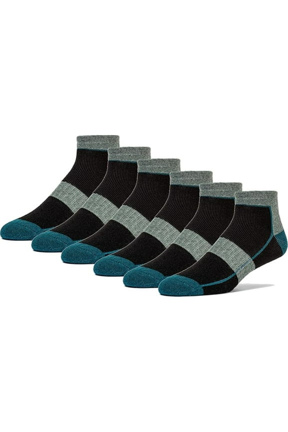 Merino Wool Ankle Socks - 6 Pairs, Cushioned, Compression Arch Support