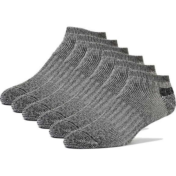 FUN TOES Merino Wool Ankle Socks - 6 Pairs, Cushioned, Compression Arch Support