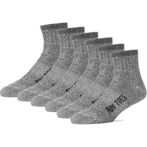 FUN TOES Merino Wool Hiking Socks: 6 Pairs with Arch Support, Cushioning for Men & Women.