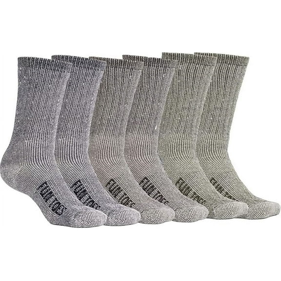 FUN TOES Women's Thermal Merino Wool Socks - 6 Pairs, Midweight, Reinforced Comfort, Size 9-11