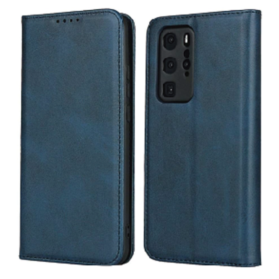 FUN VR Cases for smartphones, for P40 Pro Case,Cowhide Pattern Leather Magnetic Book Wallet Case Stand Holder Flip Cover with Card Slots/Cash Compartment for P40 Pro(6.58 inch)-Navy Blue