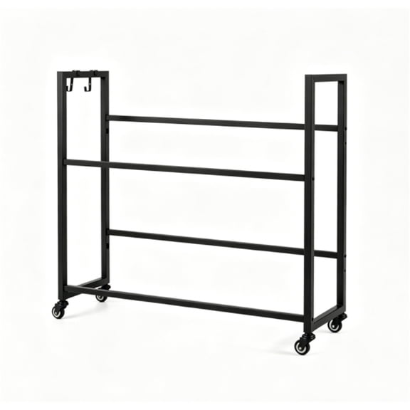 FUNA 2-Tier Rolling Beer Crate Storage Rack Adjustable Tilt Metal Drink Organizer Cart with Hooks & Universal Wheels Black