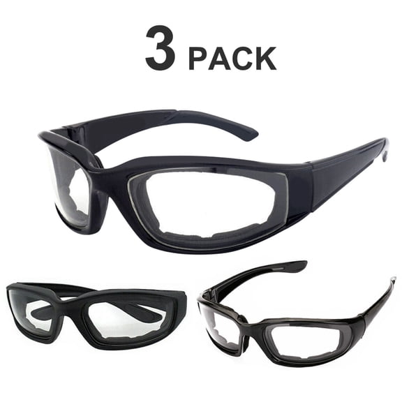 FUNA 3 Pairs Clear Motorcycle Riding Glasses Wind Resistant Outdoor Sports Cycling Goggles
