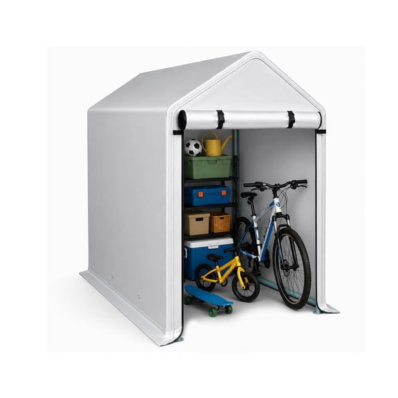 FUNA 3 x 6 FT Outdoor Storage Shed Heavy Duty Waterproof Bike Storage Tent with Roll-up Zipper Door for Garden Tools Firewood