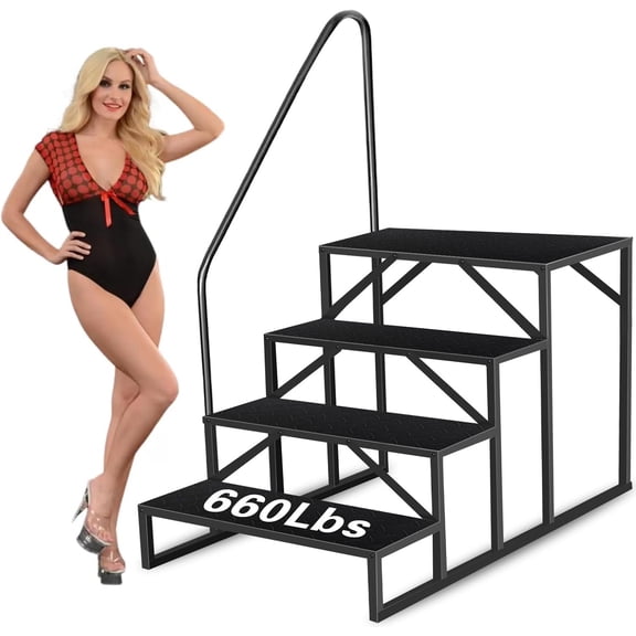 FUNA 4-Step Pool Ladder for Above Ground Pools 660lb Capacity Hot Tub Steps with Handrail