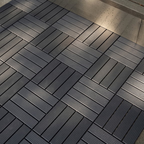 FUNA 44 Pack Gray PP Interlocking Deck Tiles 12"x12" Waterproof All-Weather