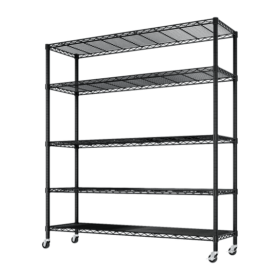 FUNA 5-Tier NSF Certified Heavy Duty Wire Storage Shelving Unit Black Adjustable Metal Wire Rack 3125 LBS Total Load Capacity for Garage Pantry Commercial Warehouse