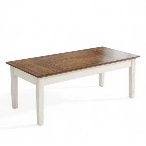 FUNA 62.6 Inch Home Office Desk Dark Textured MDF Top with Grooved White Solid Wood Legs Multipurpose Work Table
