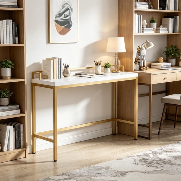 FUNA 70.9” Retro Narrow Console TableIndustrial Rustic Brown Sofa Table with Stable Metal Frame & Adjustable Leg Pads