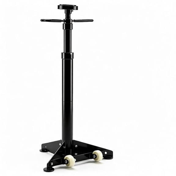 FUNA Adjustable Underhoist Support Jack Stand 1654 LBS Capacity Triangular Base Hoist Stand with Rolling Wheels & Anti-Slip Rubber Platform for Garage Workshop Car Maintenance Black