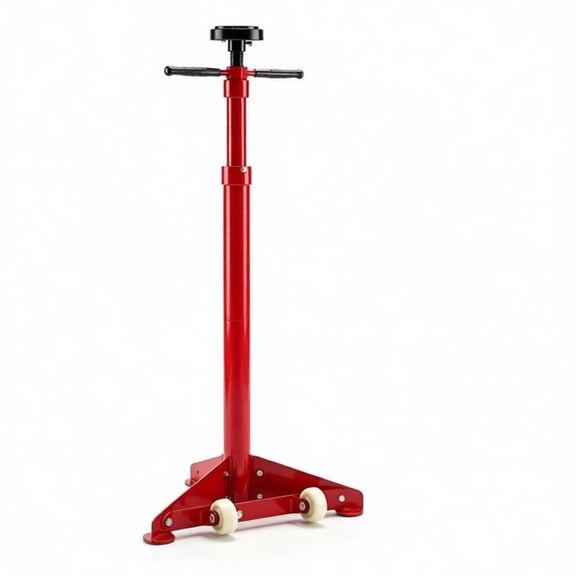 FUNA Adjustable Underhoist Support Jack Stand 1654 LBS Capacity Triangular Base Hoist Stand with Wheels & Anti-Slip Rubber Platform for Car Maintenance Red