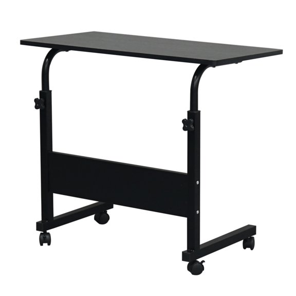 FUNA Black Removable Side Table Height Adjustable End Table with 15MM P2 Chipboard Tabletop & Sturdy Steel Frame Portable Modern Accent Table for Home Office Living Room