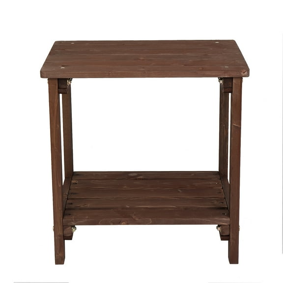 FUNA Light Brown Rectangular Chinese Fir Wood Side Table  Multi-purpose Compact End Table for Living Room Bedroom Home Decor