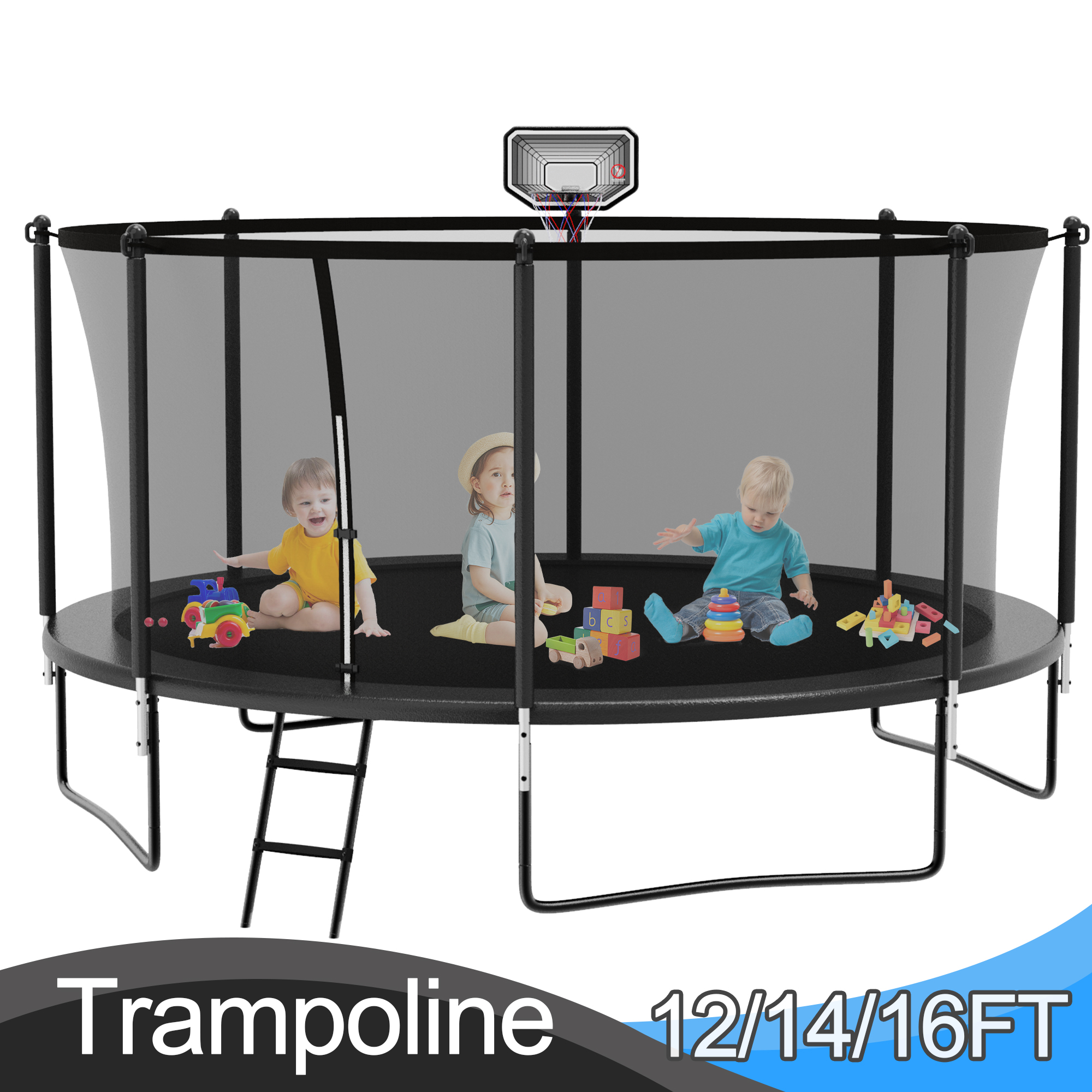 FUNAP 12FT 14FT 16FT Upgrade Trampoline for Kids and Adults, HavyDuty
