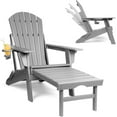 thumbnail image 1 of FUNBERRY Adjustable Folding Adirondack Chair with Retractable Ottoman, All Weather Fire Pit Chairs with Cup Holder, 1 of 9