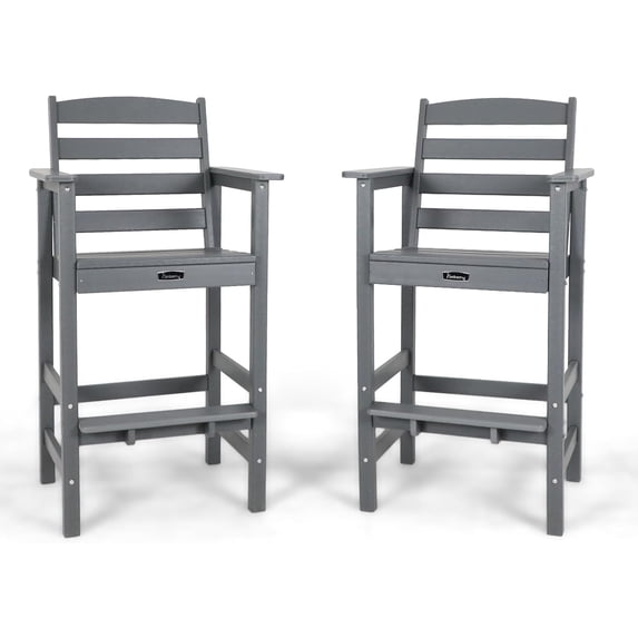 FUNBERRY Bar Height Outdoor Chairs, Tall Adirondack Chairs Set of 2, All Weather HDPE Outdoor Bar Chair for Bistro Patio Balcony