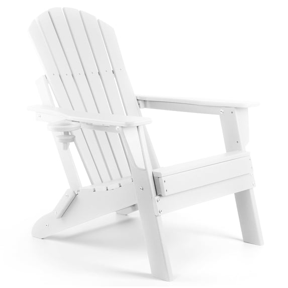 FUNBERRY Folding Adirondack Chair, Blue &amp; White All Weather HDPE Fire ...