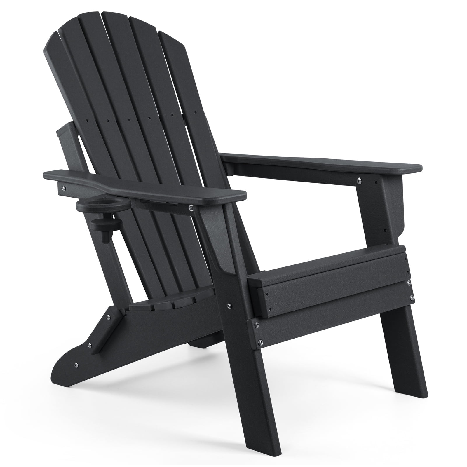 FUNBERRY Folding Adirondack Chair, Blue &amp; White All Weather HDPE Fire ...