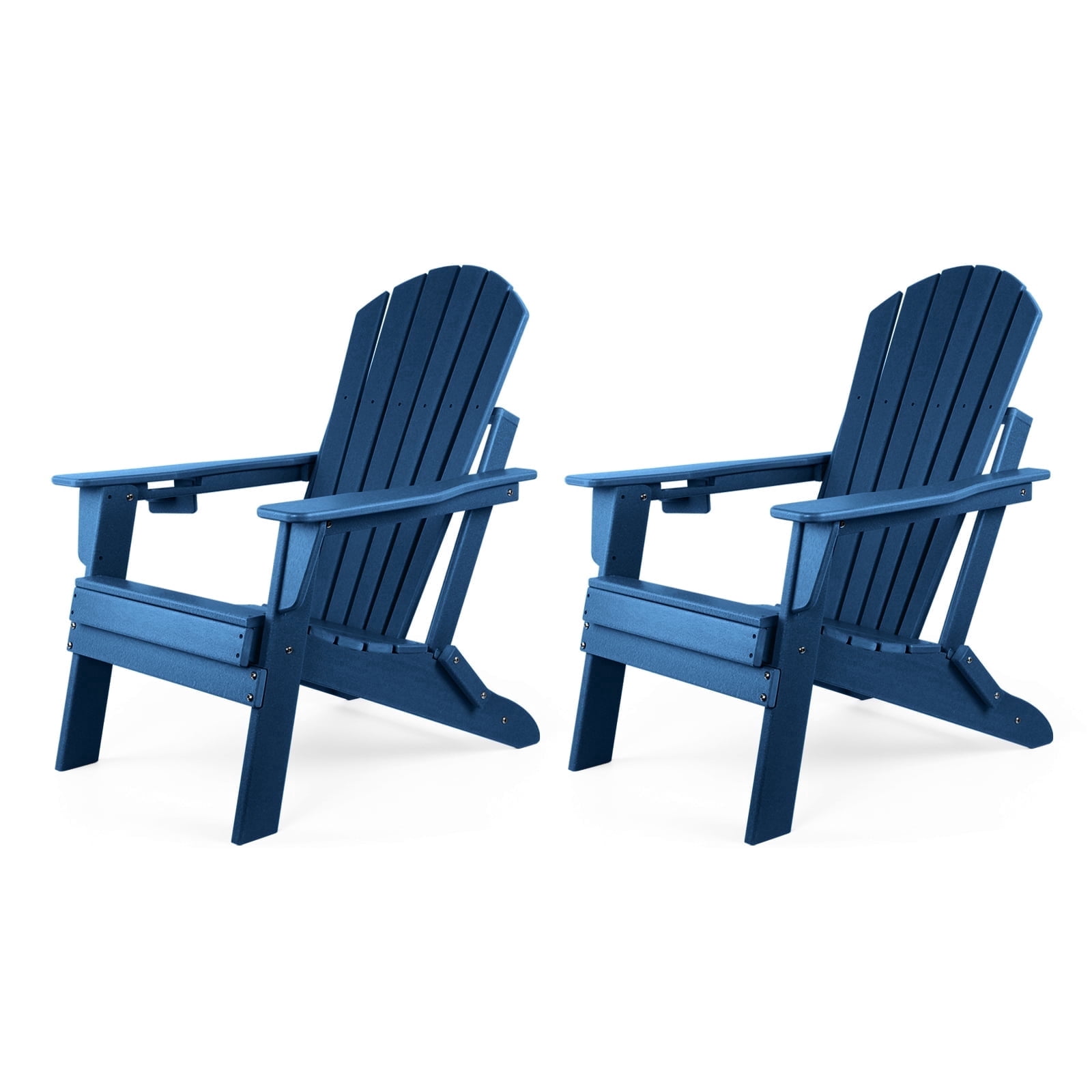 FUNBERRY Folding Adirondack Chair Set of 2, All Weather HDPE Fire Pit Chairs with Cup Holder for Outdoor