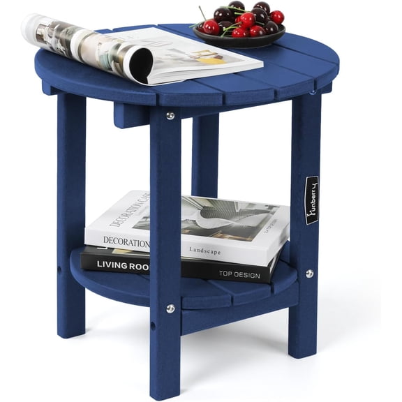 FUNBERRY Outdoor Adirondack Side Table, 2-Tier Patio End Tables, HDPE All Weather for Outside