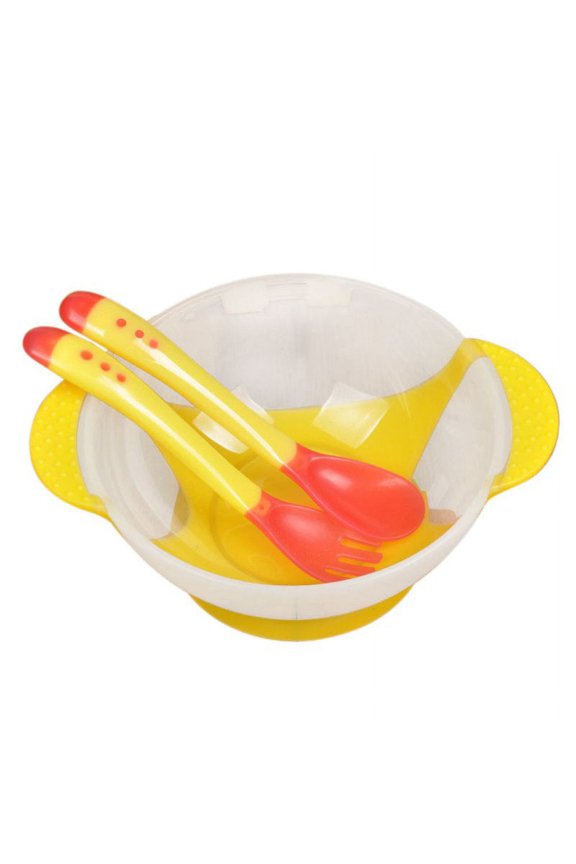 1 Sets Baby Bowls with Suction Infant Newborn Kids Babies Bowls , Fork and Spoons Set