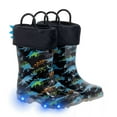 thumbnail image 1 of FUNCOO PLUS Boys Light Up Rain Boots Toddler Kids Warm Lined Winter Boots, Dinosaur, Little Kid Size 11, 1 of 6