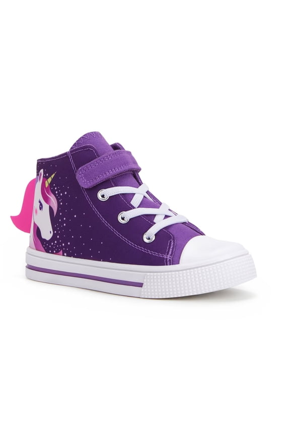 Kids High Top Sneakers Toddler Girls Canvas Shoes, Purple, Size 10