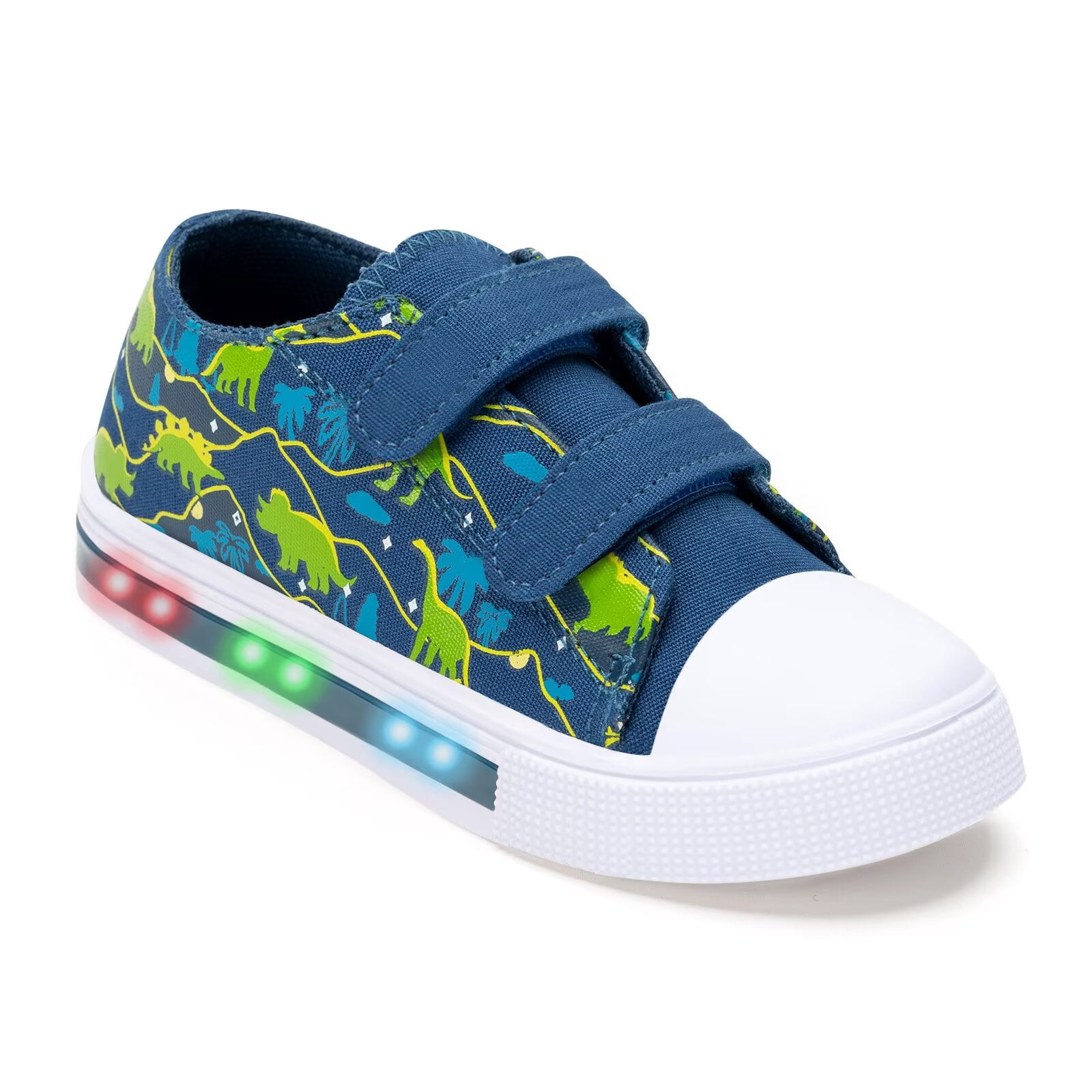 Kids Light Up Sneakers Toddler Boys Canvas Shoes, Coconut Tree & Dinosaur, Size 7