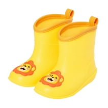 FUNCOO PLUS Kids Rain Boots Toddler Rain Shoes Children Waterproof Boots for Boys and Girls Yellow Lion Toddler Size 6