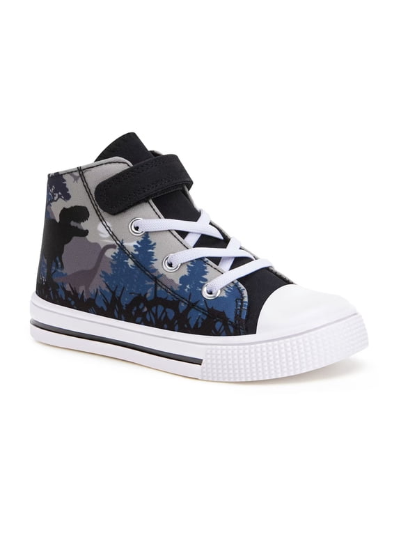 Toddler Kids Sneakers Boys High Top Canvas Shoes, Jungle Dinosaur, Size 13