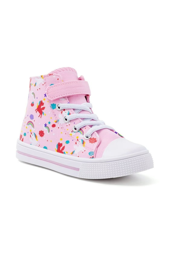 Toddler Kids Sneakers Girls High Top Canvas Shoes, Pink, Size 13
