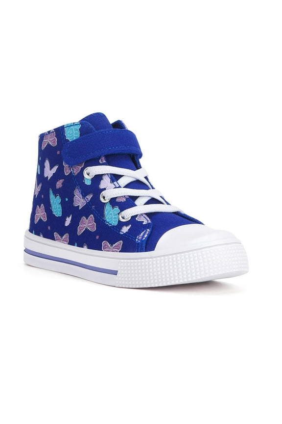 Kids High Top Sneakers Toddler Girls Canvas Shoes, Butterfly, Size 8