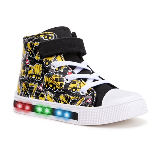FUNCOO PLUS Toddler Kids Light Up Sneakers Boys High Top Canvas Shoes, Size 1